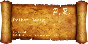 Priher Remig névjegykártya